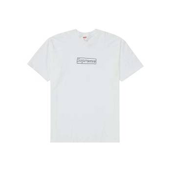 White Supreme Kaws Chalk Logo T Shirts | Supreme 434YU